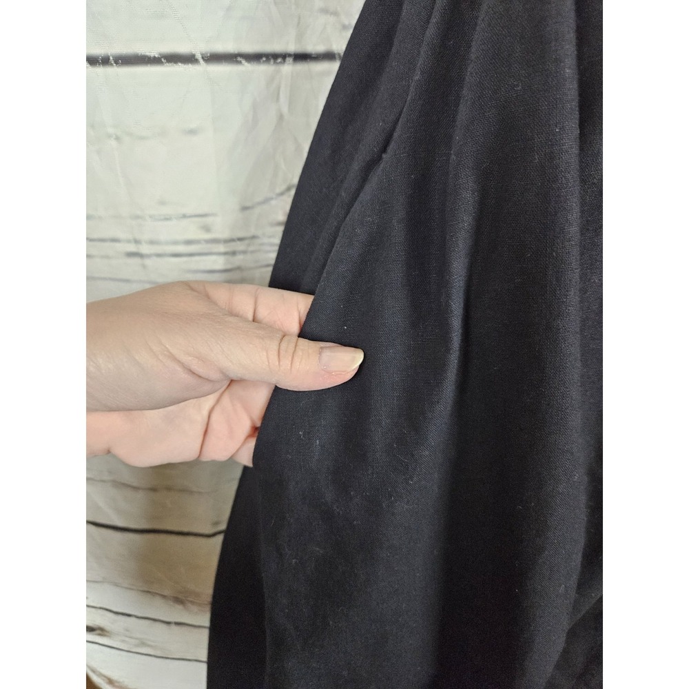 Barbour Elsie Black Linen Blend Shirt Dress US 8 Sleeveless Tie Belt Midi - Picture 4 of 8
